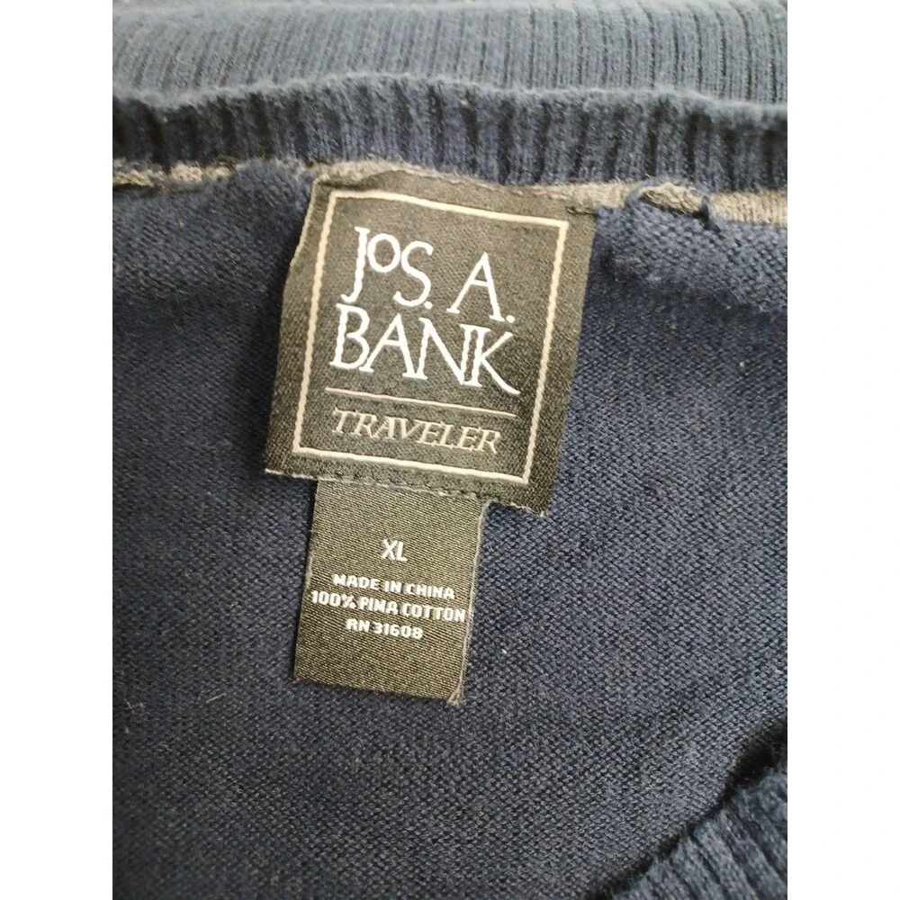 Jos A Bank Travelers Sweater 100% Pima Cotton Navyblue XL  V-Neck